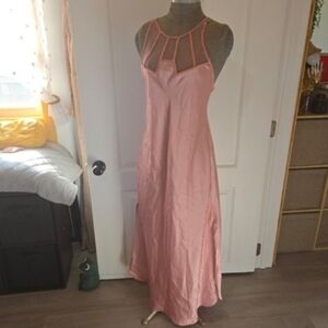 Vintage Victoria's Secret Gold Label Pink High Neck Maxi Slip Dress Nightgown, M
